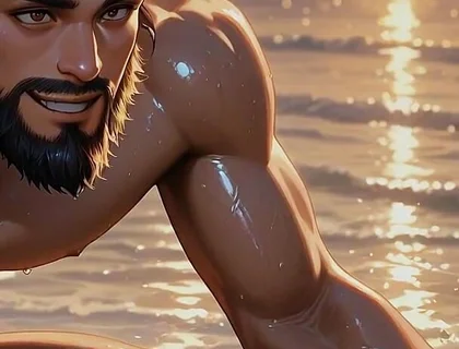 Muscle Guys on Beach Ai Porn