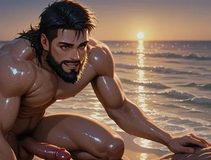 Muscle Guys on Beach Ai Porn