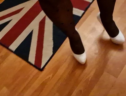 Sexy Trio of High Heels, I Secretly Walk in Their Pantyhose and Play with the Heels