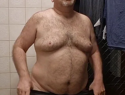 Chubby Daddy Bear Get Naked in the Laundry Room