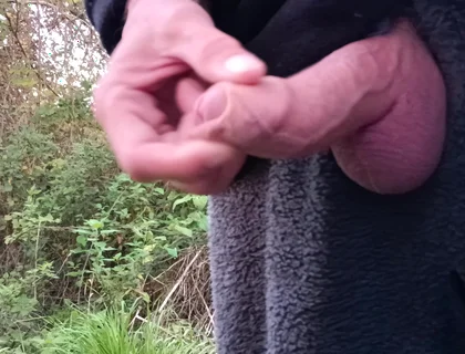 Moaning Squirting Cumshot Wanking in the Woods Wearing Onesie