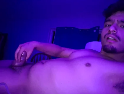 Jerking My Uncut Cock While Inflating My Belly