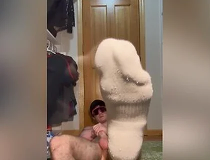 White Socks Jock Jerk Finger