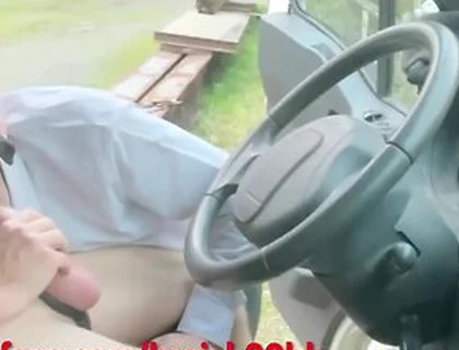 Masked Cock Sucker In Suit Blows My Big Dick In My Truck With The Door Wide Open