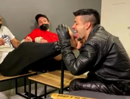 Tickle with tongue leather biker