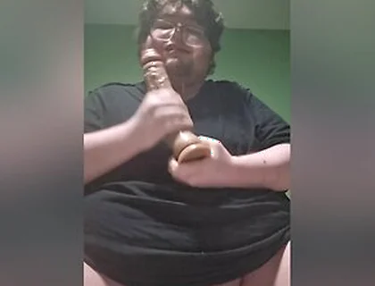Fat Male In Chastity Sucking A Dildo And Drooling Like A Waterfall