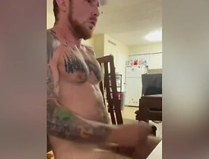 Big Load At The End Solo Tattoo Muscular Guy Masturbation