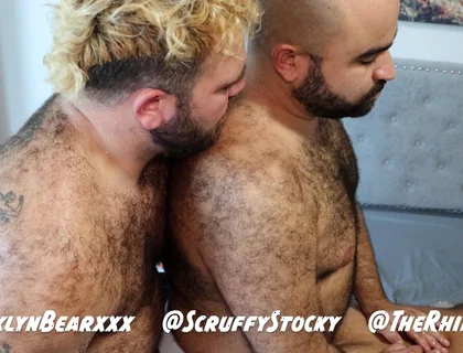 Hairy Bear Top Pounds Two Bottoms: Threesome Jockstrap Fucking