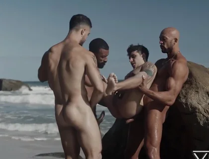 Watch A Group Of Handsome Muscular Studs Have An Outdoor Wild Orgy By The Beach - Andy Rodrigues And Markin Wolf