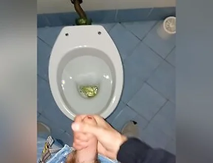 A Young Guy Went Into A Dirty Public Toilet To Pee And Jerk Off