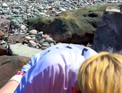 Persuaded a Straight Guy to Give a on the Beach