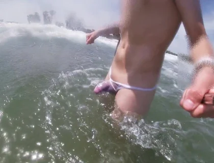 I Have a Sexy Cock and I Think People Must Know so I Wear a See Through Thong in a Public Beach