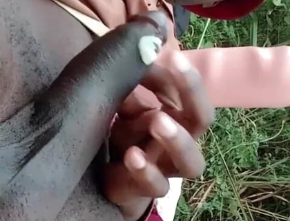 Outdoor playing with my dick and my huge dildo until cumshot