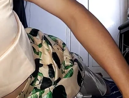 Cum Wearing Satin Set of Tank Top and Skirt