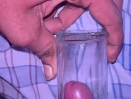 Indian Boy Mastrubate with Glass Jar