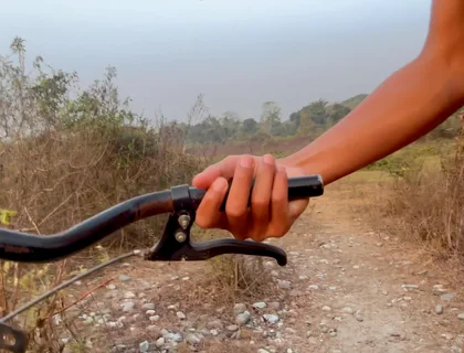 Nude Desi Boy Riding a Bicycle in the Open Outdoors.