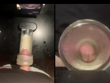 Pissing in a Fleshlight Helped by a Friend POV