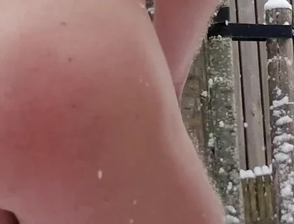 18 Year Old Blonde Twink Freezes Naked in -10 Degree Winter - Hard in Snow