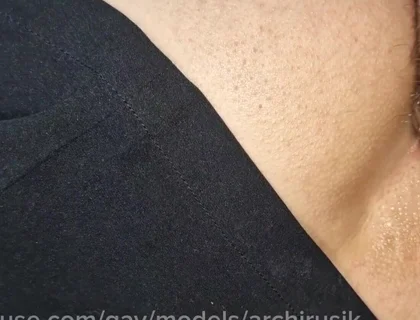 A Transvestite's Big Dick Let Him Fuck His Hole in Tights and a Skirt Covered in Cum