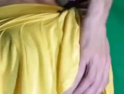 Pale Yellow Thong Under Yellow Skirt