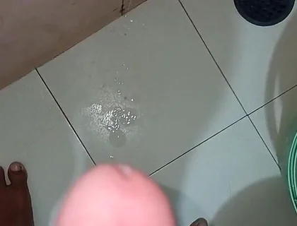 Solo Cock Cummshot Mastrubation in Bathroom