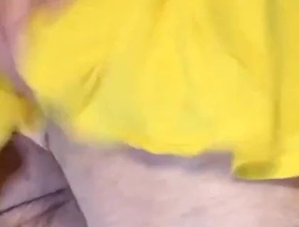 Tiny Yellow Plaid Thong Under Yellow Skirt