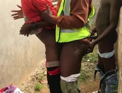 My Step Dad and His Friend Fuck Me Behind a Fenced Wall of House