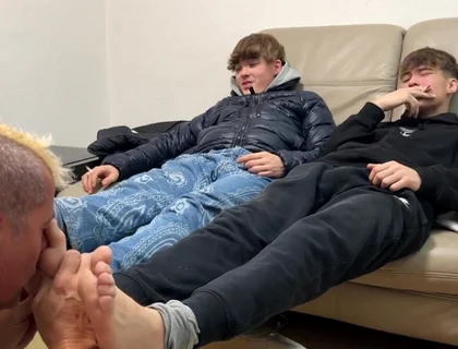 Sniffing feet and socks masters