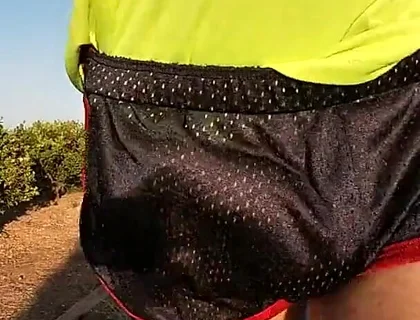 Tight Shiny Sport Shorts Bulging Routine (freeballing Outdoors)
