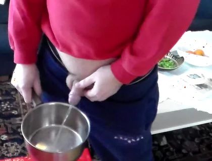 John Is Pissing Into a Kitchenpot