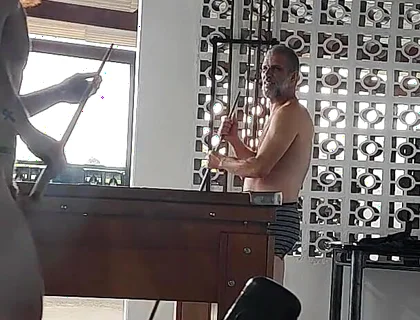 Camera Films Straight Players Playing Pool and Naked