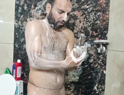 Desi Police Officer Having Shower
