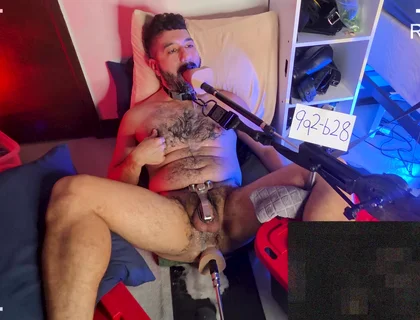 Daily Dose - Ricky Cage Gets Spit-roasted Between Two Machine Cocks!