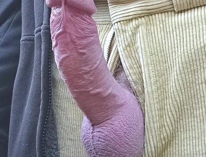 Big Uncut Cock Creamy Cum Outdoor Edging Wearing Cords