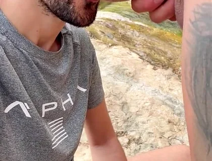 Hot Stepdaddy Sucking Massive Cock Outdoors