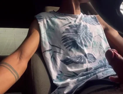 College Boy Masturbates in the Car Until He Cums