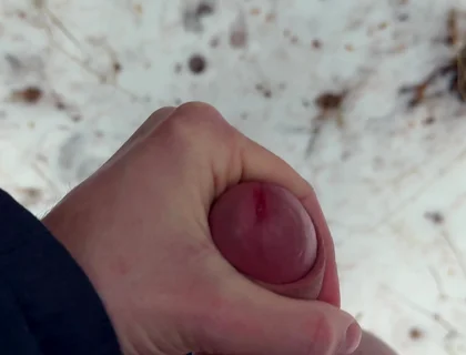 Handy POV - Twink Wixt His Cock in the Forest - in Winter