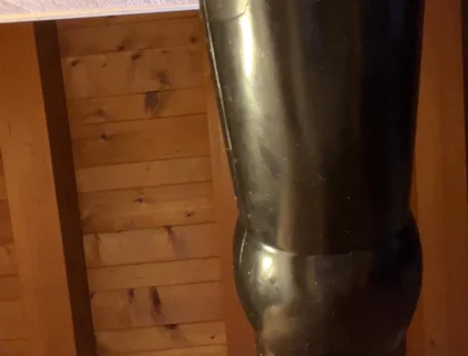 Grandpa Fucks Himself with His Black BDSM Dildo