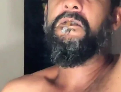 Smoking in Red Underwear