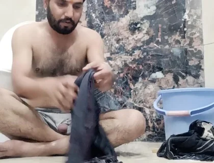 Indian Desi Man Enjoy Shower and Home Duty