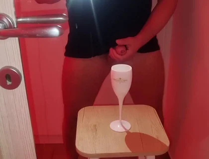 Cum Tasting Mot & Chandon - and a Goblet of Cum to Drink Poured by a Nice Italian Cock