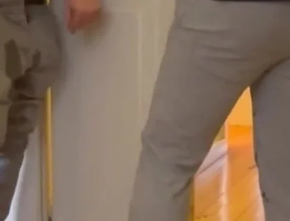 Desperate Boy Left Outside by His Flatmate Wets Himself and Then Gets His Revenge