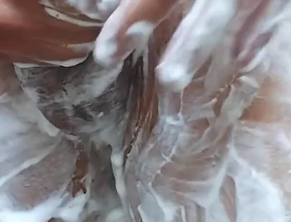 Standing Shaving in Bathroom and Cumshot