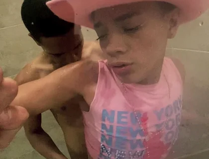 Femboy Gets Fucked by a Stranger in the Bathroom of the Hotel Where She Is on Vacation with Her Family