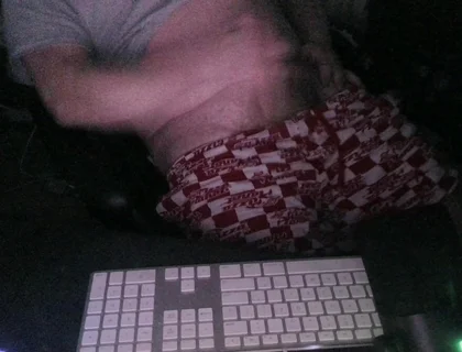 Night Time Masturbation Tease at My Computer with the Webcam on and the Night Time Ready for Action