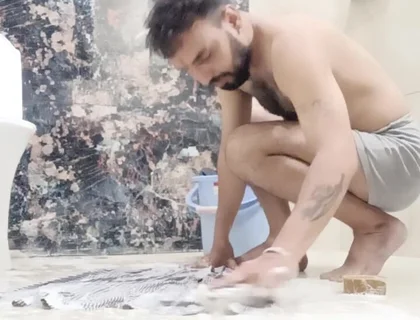 Indian Stepfather Stepdaddy Enjoy Shower