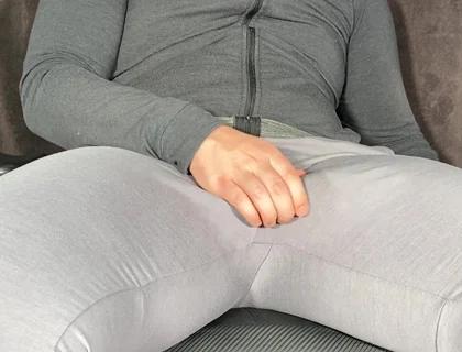 Hands Free Cum in Grey Sweatpants
