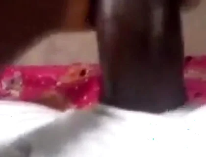 Stroking my hard big black cock.