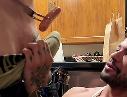 Malik Delgaty And Alejo Ospina In Cooking Sausage Gets Outshined By Maliks Juicy Meat