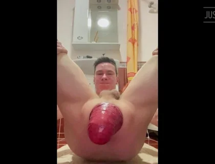 Huge Anal Prolapse in the Bathroom in Different Poses